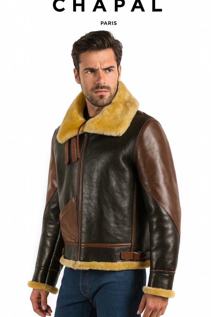 Pilotenjas Chapal Brooklyn lammy coat jack in top conditie!, Kleding | Heren, Jassen | Winter, Gedragen, Maat 56/58 (XL), Bruin