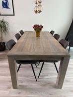 Eettafel 100x200 whitewash eikenhout, Huis en Inrichting, Tafels | Eettafels, Ophalen, Gebruikt, Eikenhout, 50 tot 100 cm