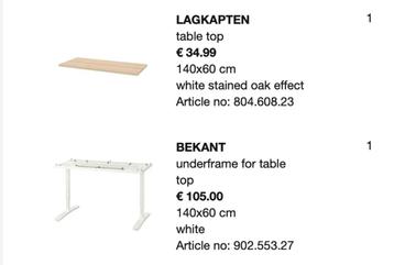 IKEA Desk BEKANT (140 x 160) - afbeelding 2