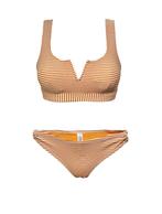 Partij oranje gestreepte voorgevormde bikini sets, Nieuw, Oranje, Bikini, Ophalen of Verzenden