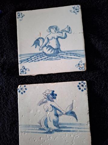 Set zeemeerman en zeemeermin met hoorn beschikbaar voor biedingen