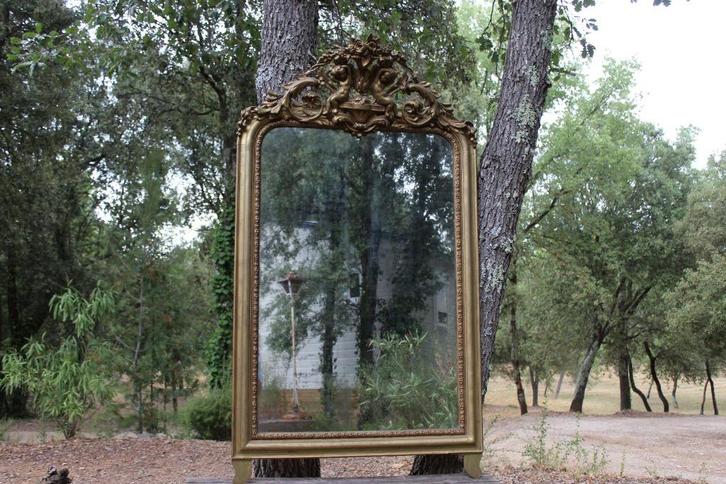 Brocante - Kapitale antieke spiegel, Louis Philippe - Barok!, Antiek en Kunst, Antiek | Spiegels, 50 tot 100 cm, Rechthoekig, Ophalen