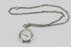 ANTIEK ZILVEREN ZAKHORLOGE AAN KETTING, Antiek en Kunst, Ophalen of Verzenden, Zilver