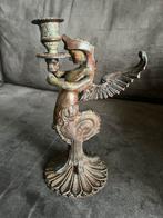 Vintage Antieke Bronzen /Gietijzeren Meermin kandelaar., Antiek en Kunst, Ophalen of Verzenden, Overige materialen