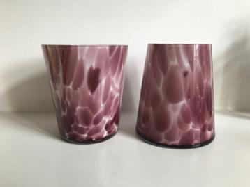 Glazen kandelaar - set van 2 waxinelichtjes houders beschikbaar voor biedingen