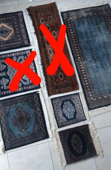 5 antieke Perzische kleedjes handgeknoopt met certificaat  beschikbaar voor biedingen