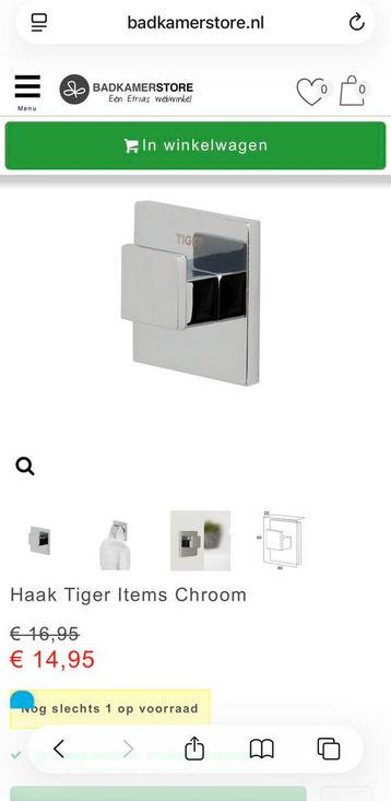 Haak Tiger Items Chroom, NIEUW beschikbaar voor biedingen