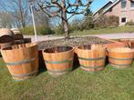 Kastanjehouten Vat Bloembak 4 soorten 30/55/75/75 hoog, Ophalen, Rond, Nieuw, Balkon