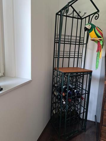 Wijnrek (voor 32 flessen), donkergroen gemoffeld metaal  beschikbaar voor biedingen