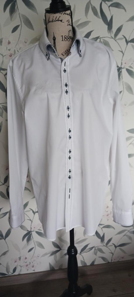 ZGAN wit heren overhemd van Angelo Litrico met leuke details, Kleding | Heren, Overhemden, Zo goed als nieuw, Halswijdte 43/44 (XL)