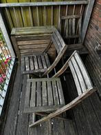 Wooden balcony/garden set: 3 chairs and a foldable, Ophalen, Gebruikt, Hout