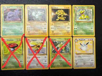 Pokémon Fossil, Jungle en Base Set rares / non holos beschikbaar voor biedingen
