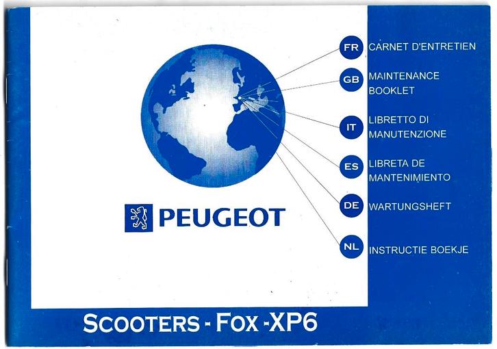 Peugeot Fox XP6 scooter instructieboekje bromfiets (7550z), Fietsen en Brommers, Handleidingen en Instructieboekjes, Zo goed als nieuw
