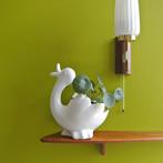 vintage porselein BLOEMPOT eend wit plantenpot retro fifties, Gebruikt, Binnen, Ophalen of Verzenden, Overige vormen