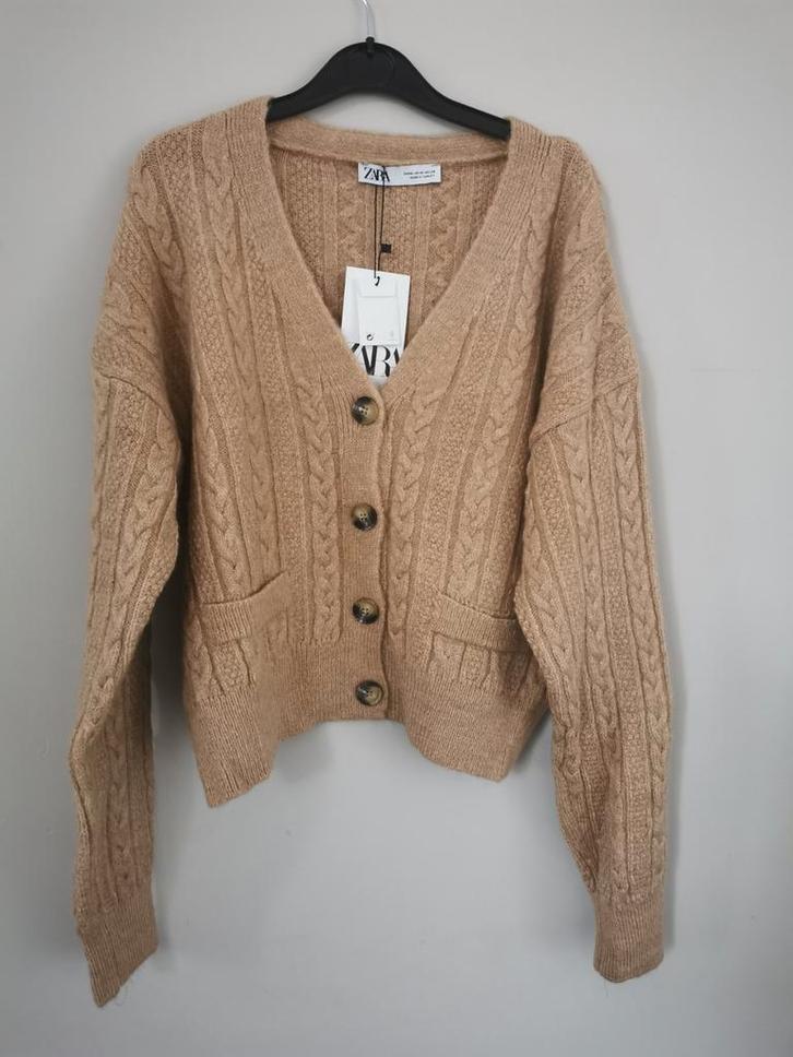 ZARA kabelvest mt. M, Kleding | Dames, Truien en Vesten, Nieuw, Maat 38/40 (M), Bruin, Verzenden