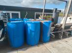 4 kunststof blauwe vaten GRATIS OP TE HALEN, Tuin en Terras, Regentonnen, 150 liter of meer, Ophalen, Gebruikt