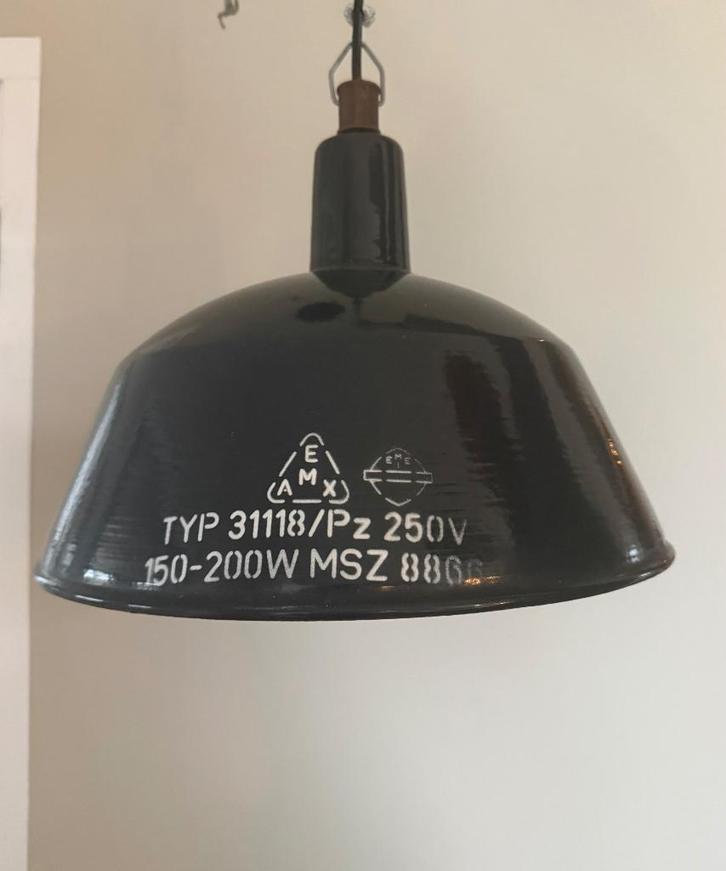 Industriële Hanglampen (origineel Oostblok), Huis en Inrichting, Lampen | Hanglampen, Gebruikt, Minder dan 50 cm, Metaal, Ophalen of Verzenden