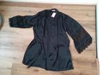 nieuwe zwart satijnen kant badjas kimono hunkemoller XL XXL, Kleding | Dames, Ophalen of Verzenden, Zwart, Badjas