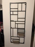 Metalen wandrek / wandorganizer – zwart – met mandjes, Ophalen, Zo goed als nieuw