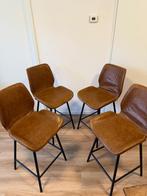 4 leather stools, Ophalen, Gebruikt, Bruin, Eén