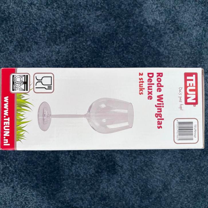 Teun Rode Wijnglazen Deluxe - 2 stuks, Caravans en Kamperen, Kampeeraccessoires, Nieuw, Ophalen of Verzenden