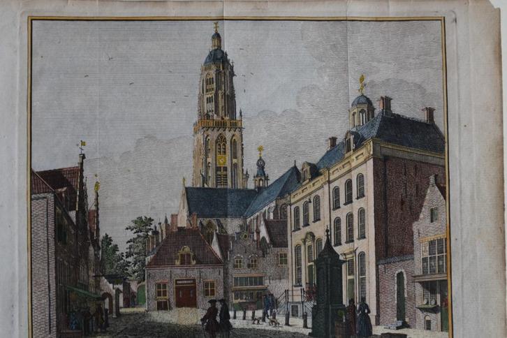 RHENEN MARKT 1753 Originele handgekleurde kopergravure E49, Antiek en Kunst, Kunst | Etsen en Gravures, Verzenden