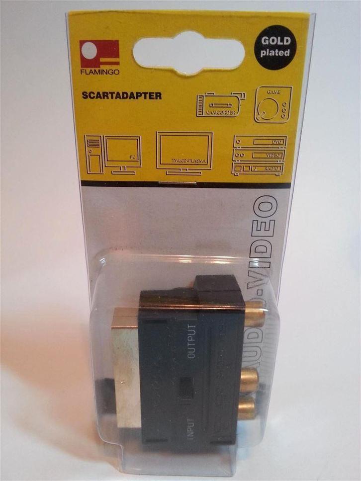 Flamingo Scart S-VHS / AV Adapter - Gold Plated [NIEUW], Audio, Tv en Foto, Overige Audio, Tv en Foto, Nieuw, Ophalen of Verzenden