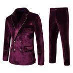 Heren rood fluwelen kostuum pak blazer colbert pantalon, Kleding | Heren, Kostuums en Colberts, Verzenden, Nieuw, Rood