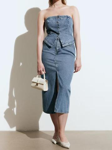 H&M denim lange spijkerrok rok midirok denimblauw maat 42 beschikbaar voor biedingen