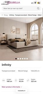 Nieuw Bedframe 160x200cm - Ribstof Beige, Ophalen, Beige, Tweepersoons, Zo goed als nieuw