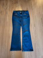 Broek blauw 46/32 met ketting op de zakjes flairedleg, Ophalen of Verzenden, Zo goed als nieuw, Blauw