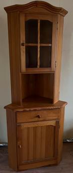 Grenen hoekkast (2 delen) met lade, planken en twee deurtjes, Ophalen, Gebruikt, Met deur(en), 50 tot 100 cm