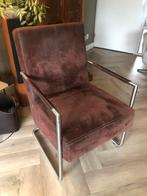 Nette bruin nubuck leren stoel / fauteuil, Ophalen, Overige materialen, Minder dan 75 cm, Zo goed als nieuw