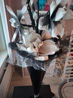 Tekoop : Glazen vaas met kunstboeket 110 cm, Huis en Inrichting, Woonaccessoires | Vazen, Zwart, Ophalen of Verzenden, 75 cm of meer