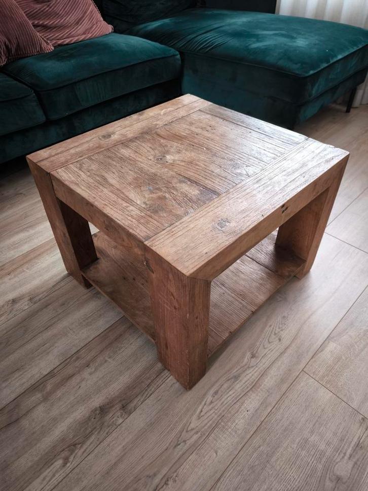 Massief eikenhouten salontafel, Huis en Inrichting, Tafels | Salontafels, Gebruikt, Minder dan 50 cm, 50 tot 100 cm, 50 tot 100 cm