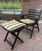 4 retro tuinstoelen met voetenbankje, Tuin en Terras, Tuinstoelen, Ophalen, Zo goed als nieuw, Verstelbaar