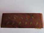 Houten pennendoosje met messing inlegwerk., Antiek en Kunst, Curiosa en Brocante, Ophalen