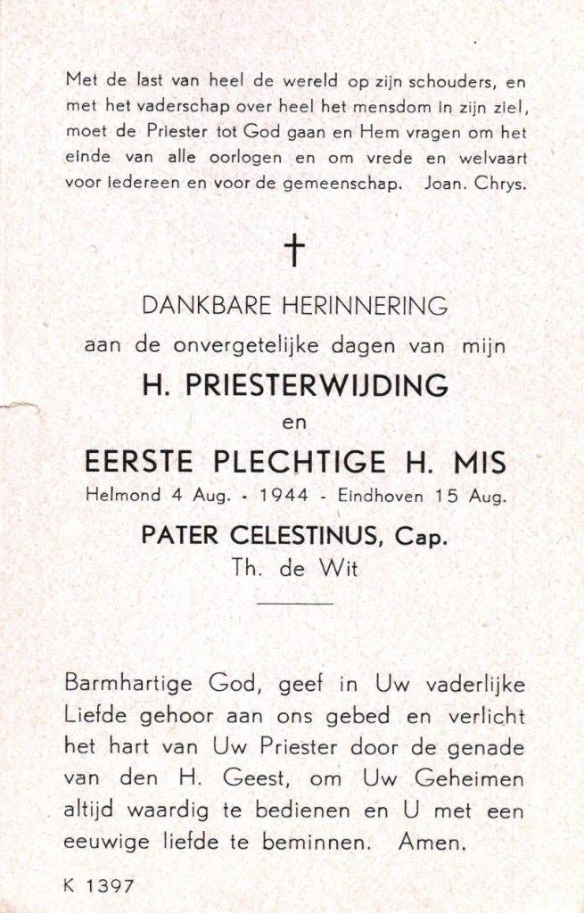 Wit de Th. Helmond 1944 Eindhoven, Ophalen of Verzenden