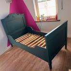 Brocante bed blauw, afmeting matras 190 x 96, Ophalen, 85 tot 100 cm, Gebruikt, Matras