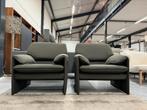2 Nieuw Leolux Bora Beta Fauteuils groen stof Design stoel