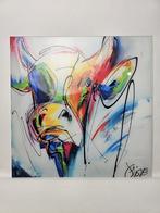 # Bonte koe op glas 48 x 49 cm. Model 2, Ophalen