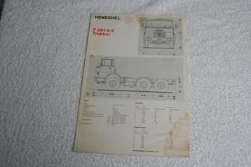 Folder Hanomag Henschel F 201 S-2 trekker (circa 1974) beschikbaar voor biedingen