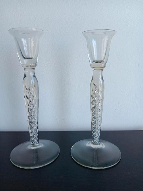 Slingerglas kandelaars, Antiek en Kunst, Antiek | Glas en Kristal, Ophalen of Verzenden