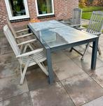 4 Houten Tuinstoelen met kussens, Tuin en Terras, Ophalen of Verzenden, Gebruikt, Hout