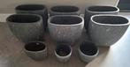 9 grijs gemeleerde planten potten, Ophalen, Gebruikt, Binnen, Overige vormen