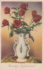 ROOS ROZEN VAAS UIT 1950 ZEER MOOIE OUDE KAART KJ483, Verzamelen, Ansichtkaarten | Themakaarten, Ophalen of Verzenden, 1940 tot 1960