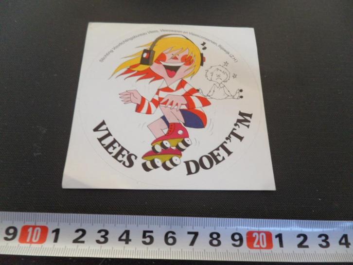 sticker strip Vlees doet 't 'm  rolschaatsen, Verzamelen, Stickers, Zo goed als nieuw, Bedrijf of Vereniging, Ophalen