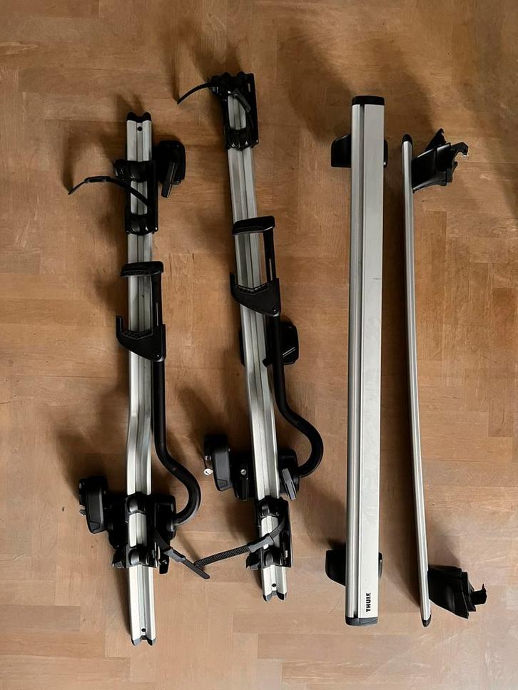 2x Thule aluminium WingBar dak- en ProRide dakfietsdragers, Auto diversen, Dakdragers, Zo goed als nieuw, Ophalen