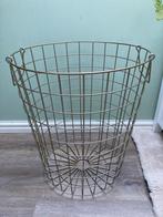 Goudkleurige metalen opbergmand, Ophalen, Overige materialen, Mand, Rond