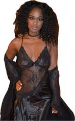 Nachrtkkleding Nachtjapon Kanten Nachtjurk Ochtendjas S/M, Seductive Angels Lingerie, Verzenden, Zwart, Nachtkleding